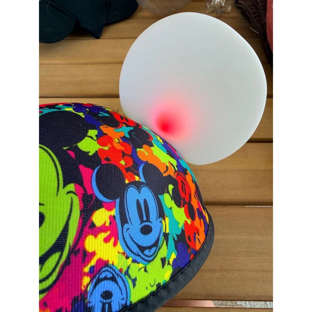 Disney Parks Mickey Mouse Glow with the Show Light Up Neon Splatter Ear Hat Cap